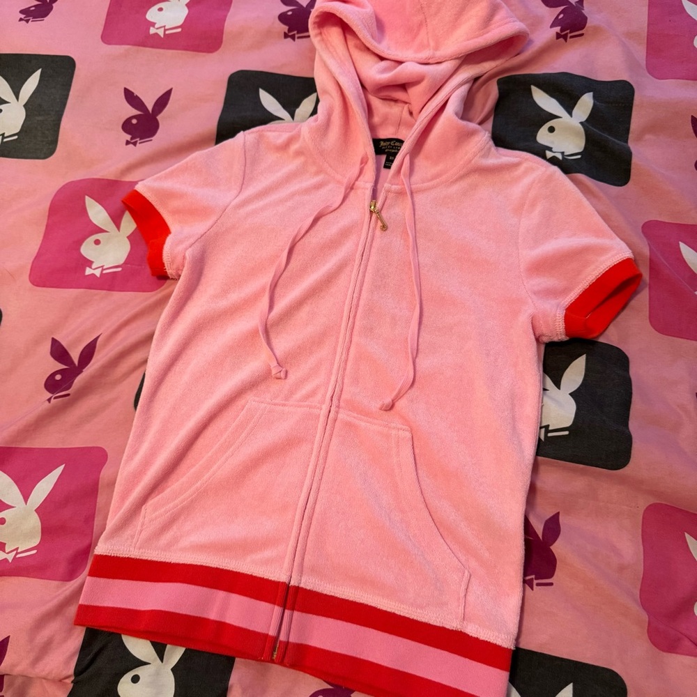Juicy Couture Pink and Red Hoodie with Varsity JC Logo - Picture 3 of 8